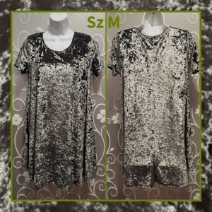 WOMENS GREEN CRUSHED VELVET BABYDOLL DRESS SIZE M